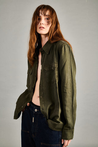 Earth-tone Olive Tencel Shirt